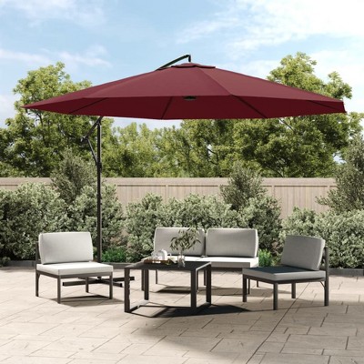 vidaXL Cantilever Umbrella with Aluminum Pole 137.8" Bordeaux Red