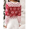 Womens Long Sleeve Pullover Sweater Kint Shirt Fall Casual Christmas Snow Jacquard Crew Neck Top - 4 of 4