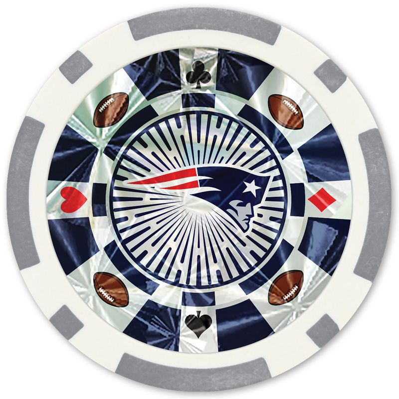 MasterPieces Casino Style 20 Piece 11.5 Gram Poker Chip Set NFL New England Patriots Silver Edition, 3 of 4