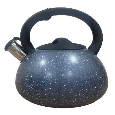 3 Quart Whistling Tea Kettle – Tapered Marble Finish, Fast Boil Tea Pot with Heat Resistant Handle, Durable Tea Kettles for Electric & Gas Stoves