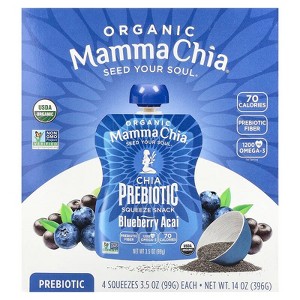 Mamma Chia Organic Chia Prebiotic Squeeze Snack Blueberry Acai 4 Squeezes, 3.5 oz - 1 of 3