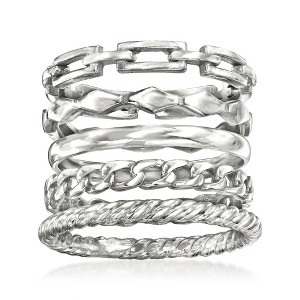 Ross-Simons Sterling Silver Jewelry Set: 5 Stackable Rings - 1 of 4