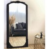 PexFix 30 in. W x 69 in. H Rustic Arched Solid Wood Framed DIY Carved Full Length Mirror in Black - 4 of 4