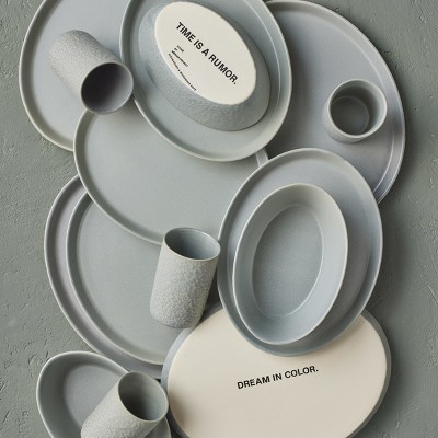 Katachi Light Gray Ceramic 16-Piece Dinnerware Set