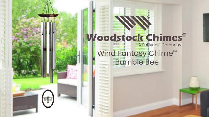 Woodstock Wind Chimes Signature Collection, Wind Fantasy Chime, 24'' Silver Wind Chime, 2 of 11, play video