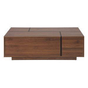 Vynxaria Series 47.2 in. Walnut Rectangular MDF End Table with Sliding Top and Storage - 1 of 4