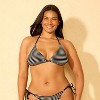 Women's Striped Triangle Bikini Top - Shade & Shore™ Black - 4 of 4