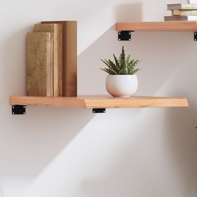 vidaXL Wall Shelf Light Brown 15.7 in.x19.7 in.x(0.8 in.-1.6 in.) Treated Solid Wood Oak