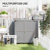 Outdoor Storage Cabinet, Garden Tool Shed with Metal Tabletop and Shelfen Potting Bench with 2 Doors - 4 of 4