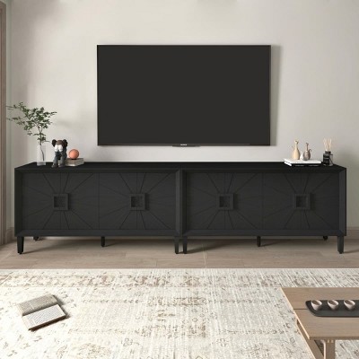 Rustic Farmhouse TV Stand, Sideboard Buffet Cabinet, Natural Storage Credenza with Adjustable Shelves, 60 Inch Console-Maison Boucle