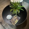 31.5" Wood Grain Round Coffee Table with X-Frame Metal Legs and Distressed Top for Living Room - 2 of 4