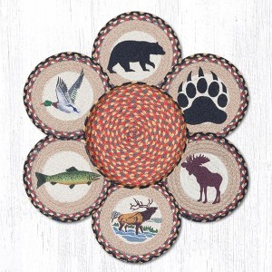 Earth Rugs Wildlife Round Trivet in a Basket – Rustic Cabin Kitchen Hot Pad 10"x10" - 1 of 3