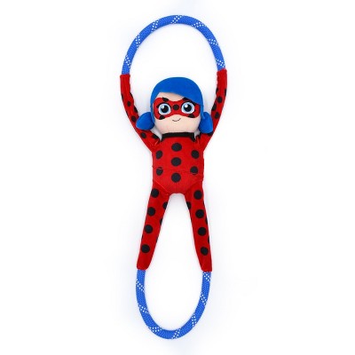 ZippyPaws RopeTugz Dog Toy, Durable Rope for Tugging and Chewing, Plush Body with Squeaker, Miraculous Ladybug