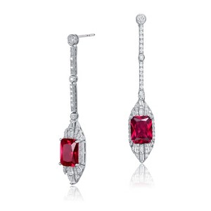 Guili Sterling Silver White Gold Plated Dangle Earrings with Colored CZ Stones, A Timeless and Elegant Piece for Any Occasion or Fashion Style - 1 of 3