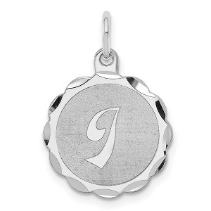 Black Bow Jewelry Sterling Silver, Sarah Collection 15mm Brocaded Disc Initial I Pendant - 1 of 4