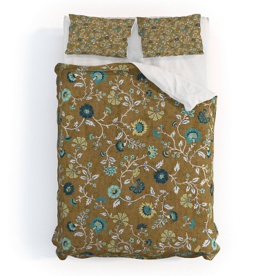Deny Designs 3pc Full/Queen Schatzi Brown Jaipur Olive Green Duvet and Sham Set