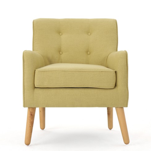 Modern Soft Velvet Upholstered Accent Chair with Armrests, Yellow -  ModernLuxe