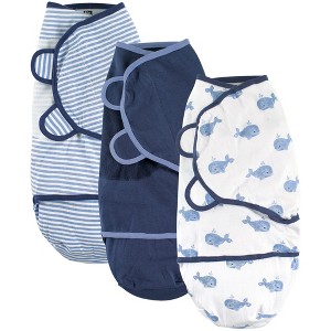 Hudson Baby Infant Boy Cotton Swaddle Wrap, Whale, 0-3 Months - 1 of 1