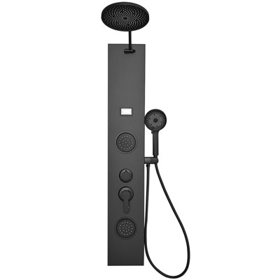BWE 2-Spray Rain Shower Tower Shower Panel System with Rainfall Shower Head and Shower Rod