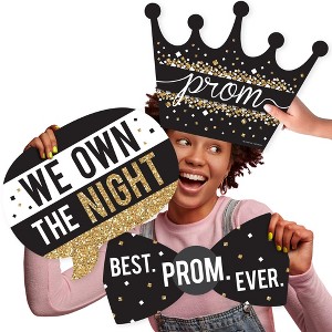 Big Dot of Happiness Prom - Talk Bubble, Crown, and Tie Decorations - Prom Night Party Large Photo Props - 3 Pc - 1 of 4