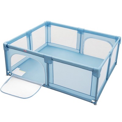 Image of Babyjoy Playpen Extra Large Unisex Kids Baby Activity Center Safety Play Yard with Gate Blue