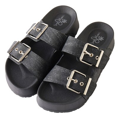 Roxoni Women's Adjustable Denim Sandals – Open Toe Outdoor Comfort Slippers