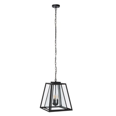 Rydler 16'' Black and Clear Glass Industrial Outdoor Pendant Light