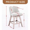 Leovsnove Counter Height Swivel Barstools Set of 2,26" H Seat Height Upholstered Bar Stools,Fabric Bar Stools with Back,Solid Wood Legs - 4 of 4