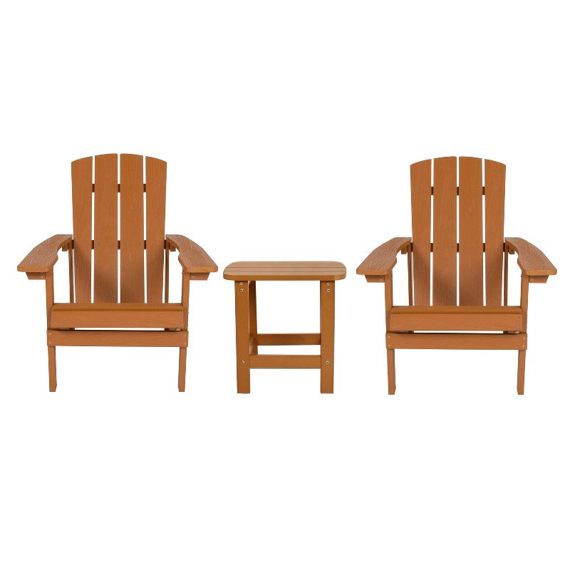 Emma and Oliver Three Piece Hammond Adirondack Style Conversation Set with Two Chairs and Matching Side Table for Indoor and Outdoor Use, 1 of 13