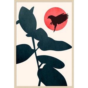 Amanti Art Japanese Bird by Eins Kubistika Wood Framed Wall Art Print - 1 of 4