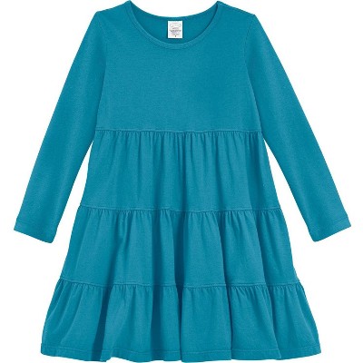 City Threads Girls Soft Jersey Cotton Long Sleeve Tiered Dress - USA-Made Comfortable & Stylish Kids/Toddlers Clothing
