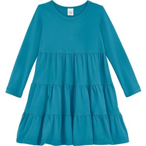 City Threads Girls Soft Jersey Cotton Long Sleeve Tiered Dress - USA-Made Comfortable & Stylish Kids/Toddlers Clothing - 1 of 4