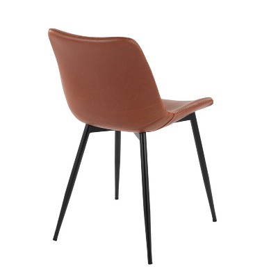 Durango Dark Brown Faux Leather Side Chair with Metal Legs, Set of 2