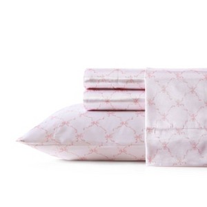 Laura Ashley Sheet Set Bow Ribbon Pink King - 1 of 4