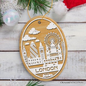 London City Unique Paper Art Themed Ceramic Christmas Ornament| OrnamentallyYou - 1 of 4