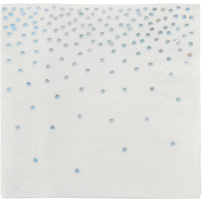 Blue Panda 50-Pack Holographic Dot Confetti Design Disposable Paper Napkins 5" Birthday Party Supplies