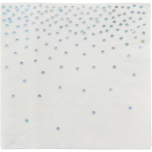 Blue Panda 50-Pack Holographic Dot Confetti Design Disposable Paper Napkins 5" Birthday Party Supplies - 1 of 4