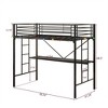 NicBex Twin  Loft Bed with Guardrail,Metal Loft Bed Frame with Ladder,Bed Frame for Adults,Kids,Box Spring Not Required,Black - 3 of 4