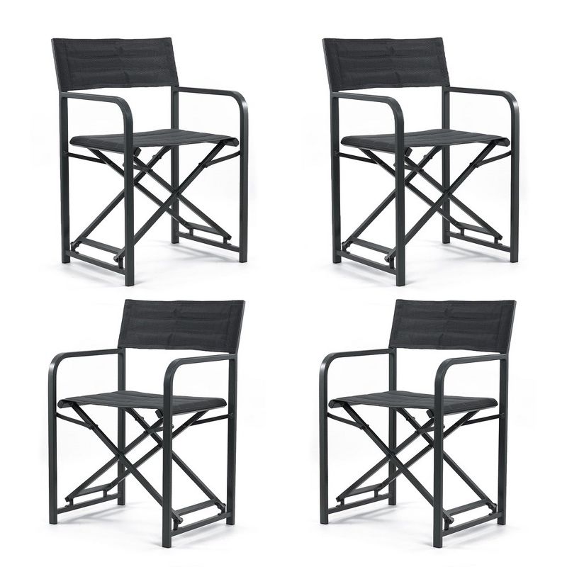 Aoodor Outdoor Patio 4-Pack 34" Director's Chairs - Portable Bar Height Seating with Folding Aluminum Frame, 246 lbs Capacity, 1 of 8
