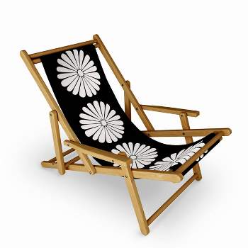 Colour Poems Retro Daisy II Outdoor Sling Chair - Deny Designs: UV-Resistant, Water-Resistant, 3-Position Recline, Portable