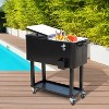 Outsunny 80 QT Rolling Cooling Bins Ice Chest on Wheels Outdoor Stand Up Drink Cooler Cart for Party - image 2 of 4