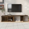 78" Mid-Century Modern Pet-Friendly TV Stand for Cats, Entertainment Unit with Extendable Top, Sliding Shutter Door, Scratch Pad & Free Cushion - 2 of 4