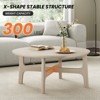 Grungis Round Coffee Table with Wood Circular Tabletop,39" Minimalist Accent Table with Cross Frame,Modern Coffee Table for Living Room,White - 2 of 4