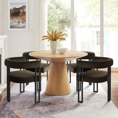 Mia Velvet Dining Chairs Set of 4, Modern Design Armrest Dining Chair with Three Legs for Dining Room, Indoor Furniture - Maison Boucle