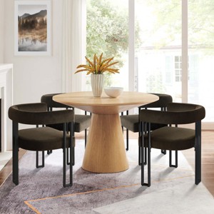 Mia Velvet Dining Chairs Set of 4, Modern Design Armrest Dining Chair with Three Legs for Dining Room, Indoor Furniture - Maison Boucle - 1 of 4