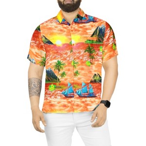 LA LEELA Men's Hawaiian Shirts Short Sleeve Button Down Shirt Mens Summer Shirts Casual Vacation Hawaii Island Shirts for Men Funny - 1 of 4