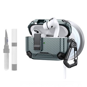 HTUTWOO AirPods Pro 2nd/1st Generation Case Cover with Magnetic Automatic Lock, Phone Stand and Cleaning Kit Compatible with Magsafe - 1 of 4