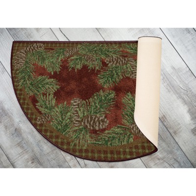 Burgundy Pinecone Pattern Tufted Rectangular Synthetic Rug