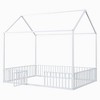 Bellemave Full Size Floor Bed with Door and Fence, Metal Montessori Bed with Roof/House Floor Bed for Kids(Full White) - 3 of 4