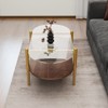 KTMBDW Glass Coffee Tables for Living Room, Oval Table Center Table with Metal Frame, Modern Tempered Glass Accent Tables for Home Office - 4 of 4